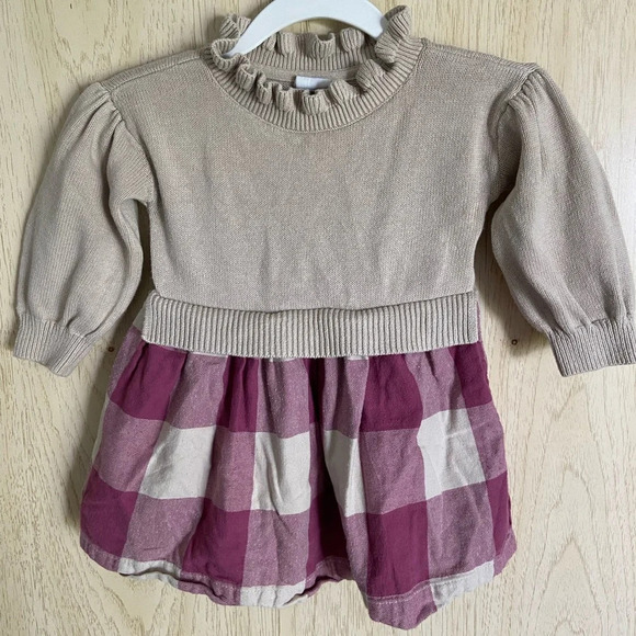 GAP Toddler 2-in-1 Sweater Dress Plaid 12-18 Months - Picture 1 of 7